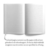 Open notitieboek met gelinieerde pagina’s en pagina nummers voor inspiratie